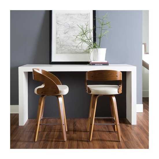 OFM 161 Collection Mid Century Modern 26" Bentwood Frame Swivel Seat Stool with Vinyl Back and Seat Cushion (161-WV26A)