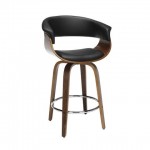 OFM 161 Collection Mid Century Modern 26" Low Back Bentwood Frame Swivel Seat Stool, Vinyl Upholstery (161-WV26D)