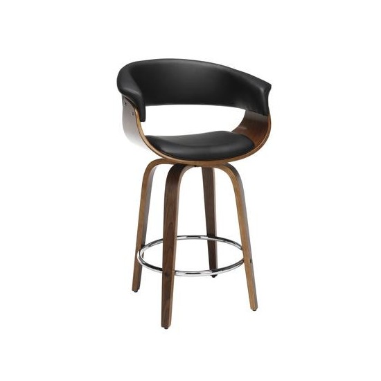 OFM 161 Collection Mid Century Modern 26" Low Back Bentwood Frame Swivel Seat Stool, Vinyl Upholstery (161-WV26D)