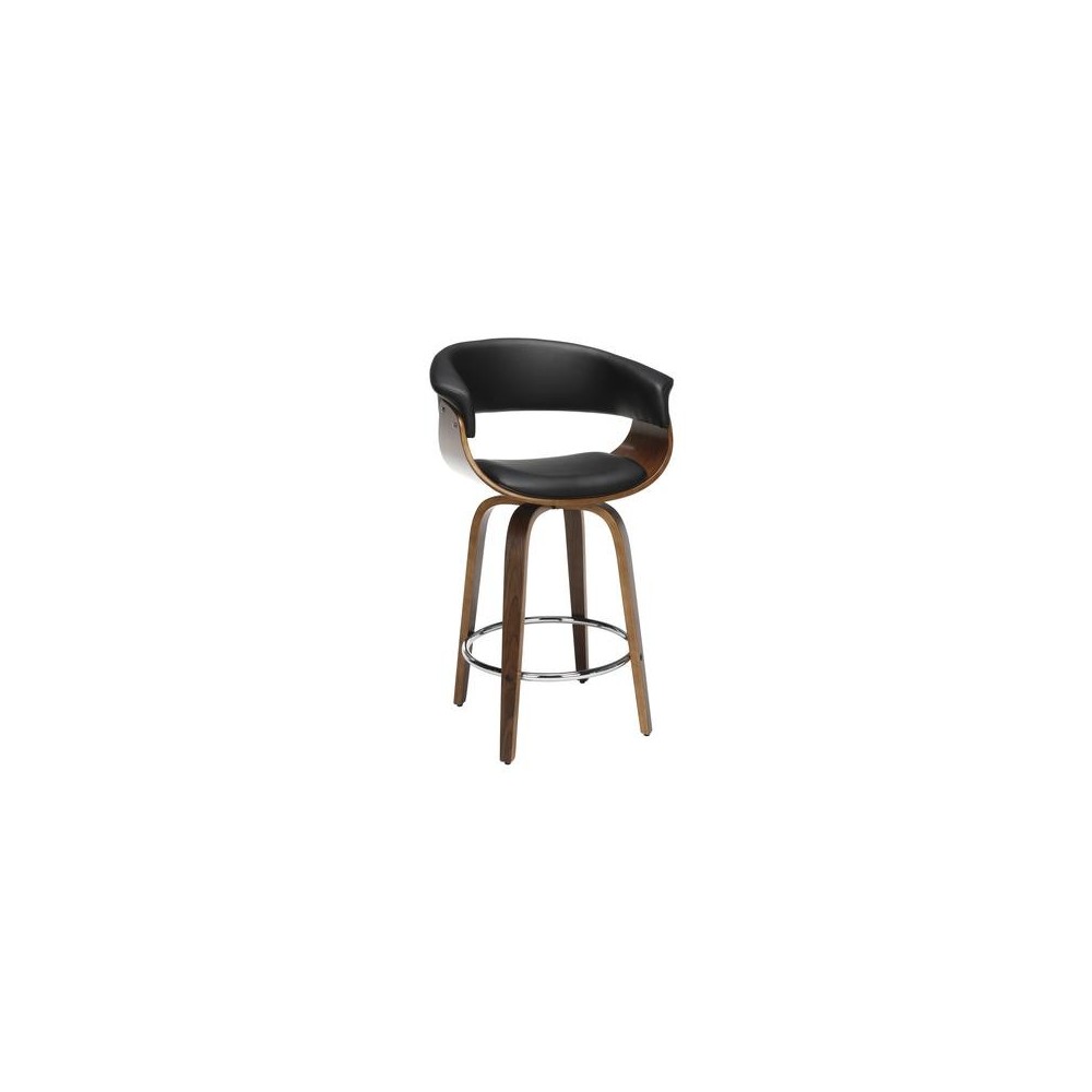 OFM 161 Collection Mid Century Modern 26" Low Back Bentwood Frame Swivel Seat Stool, Vinyl Upholstery (161-WV26D)