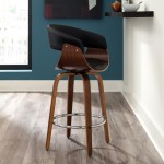 OFM 161 Collection Mid Century Modern 26" Low Back Bentwood Frame Swivel Seat Stool, Vinyl Upholstery (161-WV26D)