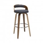 OFM 161 Collection Mid Century Modern 30" Low Back Bentwood Frame Swivel Seat Stool with Fabric Back and Seat Cushion