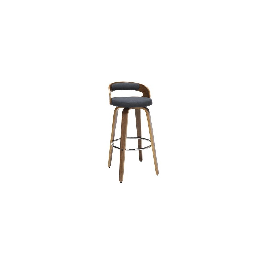 OFM 161 Collection Mid Century Modern 30" Low Back Bentwood Frame Swivel Seat Stool with Fabric Back and Seat Cushion