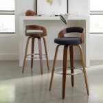 OFM 161 Collection Mid Century Modern 30" Low Back Bentwood Frame Swivel Seat Stool with Fabric Back and Seat Cushion