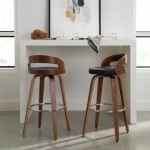 OFM 161 Collection Mid Century Modern 30" Low Back Bentwood Frame Swivel Seat Stool with Fabric Back and Seat Cushion