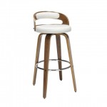 OFM 161 Collection Mid Century Modern 30" Low Back Bentwood Frame Swivel Seat Stool with Fabric Back and Seat Cushion