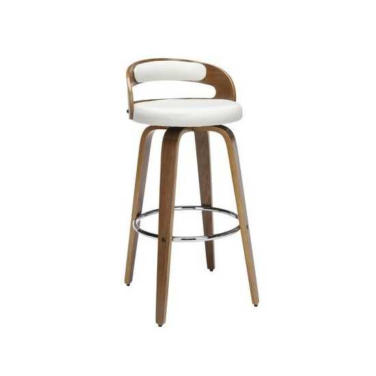 OFM 161 Collection Mid Century Modern 30" Low Back Bentwood Frame Swivel Seat Stool with Fabric Back and Seat Cushion