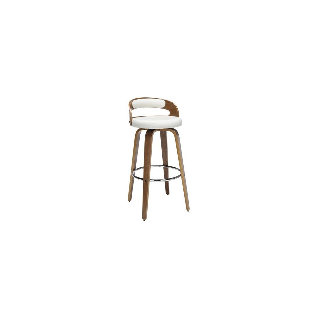 OFM 161 Collection Mid Century Modern 30" Low Back Bentwood Frame Swivel Seat Stool with Fabric Back and Seat Cushion