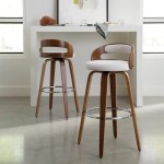 OFM 161 Collection Mid Century Modern 30" Low Back Bentwood Frame Swivel Seat Stool with Fabric Back and Seat Cushion