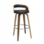 OFM 161 Collection Mid Century Modern 30" Low Back Bentwood Frame Swivel Seat Stool with Vinyl Back and Seat Cushion