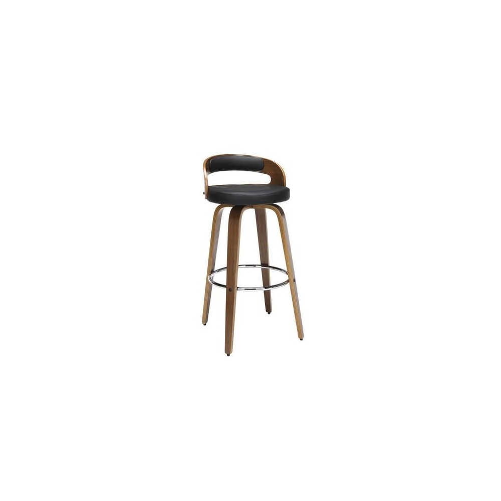 OFM 161 Collection Mid Century Modern 30" Low Back Bentwood Frame Swivel Seat Stool with Vinyl Back and Seat Cushion