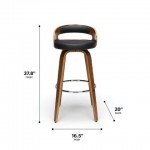 OFM 161 Collection Mid Century Modern 30" Low Back Bentwood Frame Swivel Seat Stool with Vinyl Back and Seat Cushion