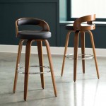 OFM 161 Collection Mid Century Modern 30" Low Back Bentwood Frame Swivel Seat Stool with Vinyl Back and Seat Cushion