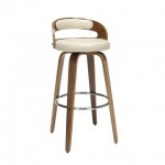 OFM 161 Collection Mid Century Modern 30" Low Back Bentwood Frame Swivel Seat Stool with Vinyl Back and Seat Cushion