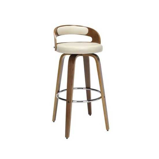 OFM 161 Collection Mid Century Modern 30" Low Back Bentwood Frame Swivel Seat Stool with Vinyl Back and Seat Cushion