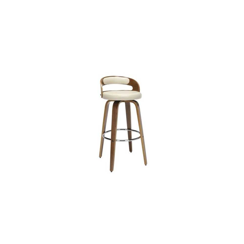 OFM 161 Collection Mid Century Modern 30" Low Back Bentwood Frame Swivel Seat Stool with Vinyl Back and Seat Cushion