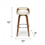 OFM 161 Collection Mid Century Modern 30" Low Back Bentwood Frame Swivel Seat Stool with Vinyl Back and Seat Cushion