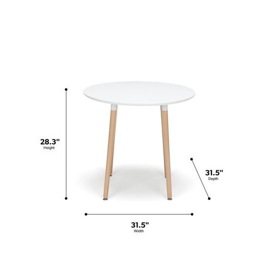 OFM 161 Collection Mid Century Modern 32" Round Bistro Table, Solid Wood Legs (161-PT32)