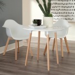 OFM 161 Collection Mid Century Modern 32" Round Bistro Table, Solid Wood Legs (161-PT32)