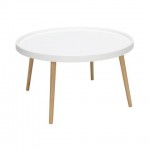 OFM 161 Collection Mid Century Modern Plastic Coffee Table, Solid Wood Legs (161-PCTA)