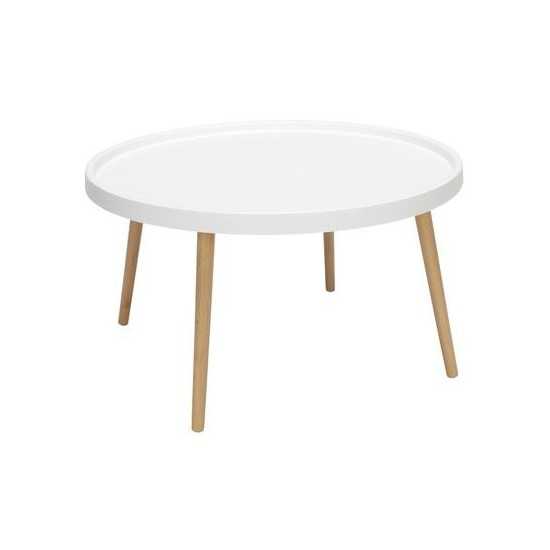 OFM 161 Collection Mid Century Modern Plastic Coffee Table, Solid Wood Legs (161-PCTA)