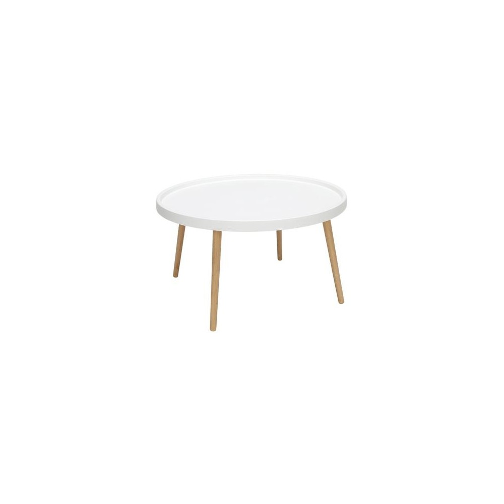 OFM 161 Collection Mid Century Modern Plastic Coffee Table, Solid Wood Legs (161-PCTA)