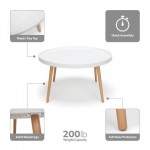 OFM 161 Collection Mid Century Modern Plastic Coffee Table, Solid Wood Legs (161-PCTA)