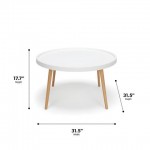 OFM 161 Collection Mid Century Modern Plastic Coffee Table, Solid Wood Legs (161-PCTA)