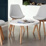 OFM 161 Collection Mid Century Modern Plastic Coffee Table, Solid Wood Legs (161-PCTA)