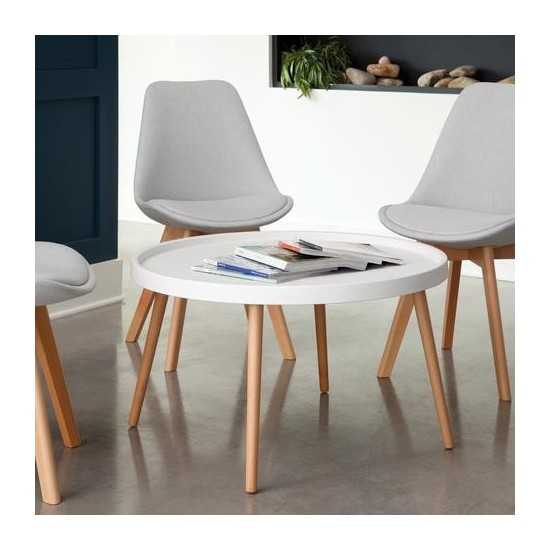 OFM 161 Collection Mid Century Modern Plastic Coffee Table, Solid Wood Legs (161-PCTA)