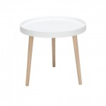 OFM 161 Collection Mid Century Modern Plastic End Table, Solid Wood Legs (161-PSTA)