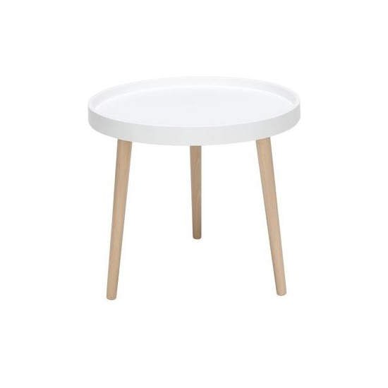 OFM 161 Collection Mid Century Modern Plastic End Table, Solid Wood Legs (161-PSTA)