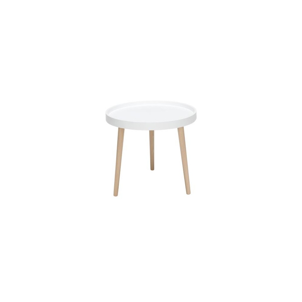 OFM 161 Collection Mid Century Modern Plastic End Table, Solid Wood Legs (161-PSTA)