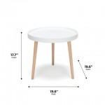 OFM 161 Collection Mid Century Modern Plastic End Table, Solid Wood Legs (161-PSTA)