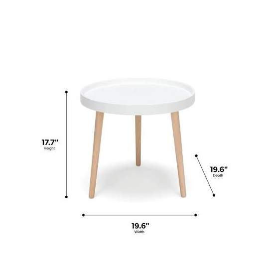 OFM 161 Collection Mid Century Modern Plastic End Table, Solid Wood Legs (161-PSTA)