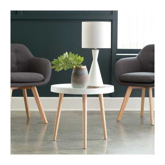 OFM 161 Collection Mid Century Modern Plastic End Table, Solid Wood Legs (161-PSTA)