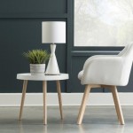 OFM 161 Collection Mid Century Modern Plastic End Table, Solid Wood Legs (161-PSTA)