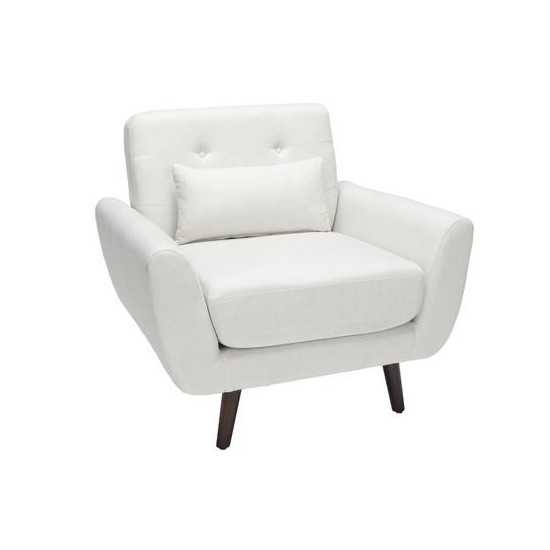 OFM 161 Collection Mid Century Modern Tufted Fabric Accent Chair with Arms and Lumbar Support Pillow, Walnut Legs (161-FLC2)