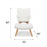 OFM 161 Collection Mid Century Modern Tufted Fabric Lounge Chair with Ottoman, Solid Honey Beechwood Legs (161-FLC1)