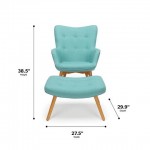 OFM 161 Collection Mid Century Modern Tufted Fabric Lounge Chair with Ottoman, Solid Honey Beechwood Legs (161-FLC1)