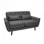 OFM 161 Collection Mid Century Modern Tufted Fabric Loveseat Sofa with Lumbar Support Pillows, Walnut Legs (161-FLS2)