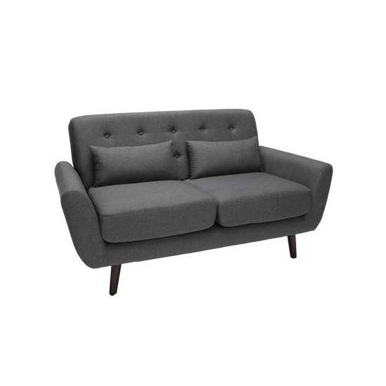 OFM 161 Collection Mid Century Modern Tufted Fabric Loveseat Sofa with Lumbar Support Pillows, Walnut Legs (161-FLS2)