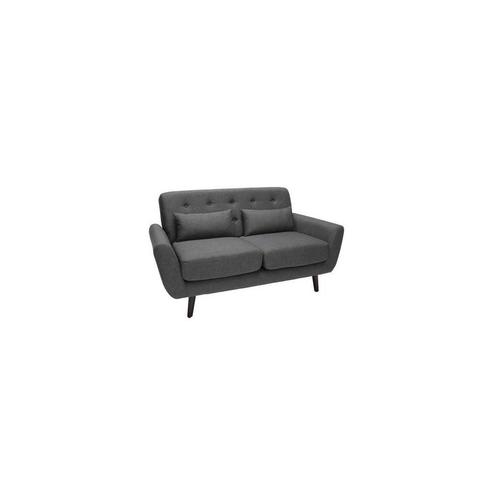 OFM 161 Collection Mid Century Modern Tufted Fabric Loveseat Sofa with Lumbar Support Pillows, Walnut Legs (161-FLS2)