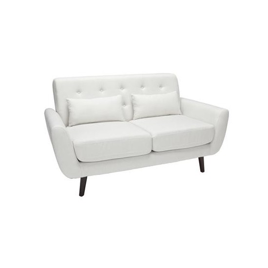 OFM 161 Collection Mid Century Modern Tufted Fabric Loveseat Sofa with Lumbar Support Pillows, Walnut Legs (161-FLS2)