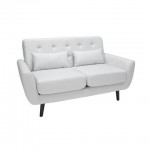 OFM 161 Collection Mid Century Modern Tufted Fabric Loveseat Sofa with Lumbar Support Pillows, Walnut Legs (161-FLS2)