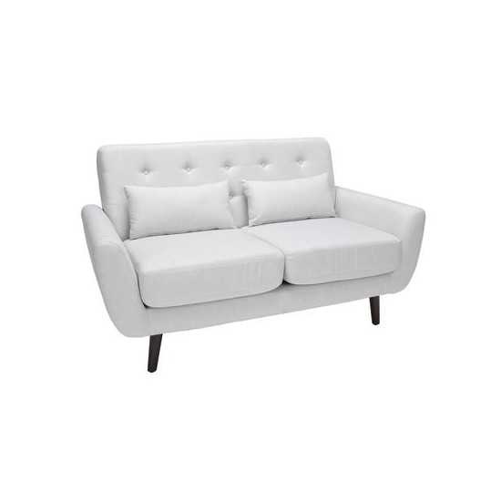 OFM 161 Collection Mid Century Modern Tufted Fabric Loveseat Sofa with Lumbar Support Pillows, Walnut Legs (161-FLS2)