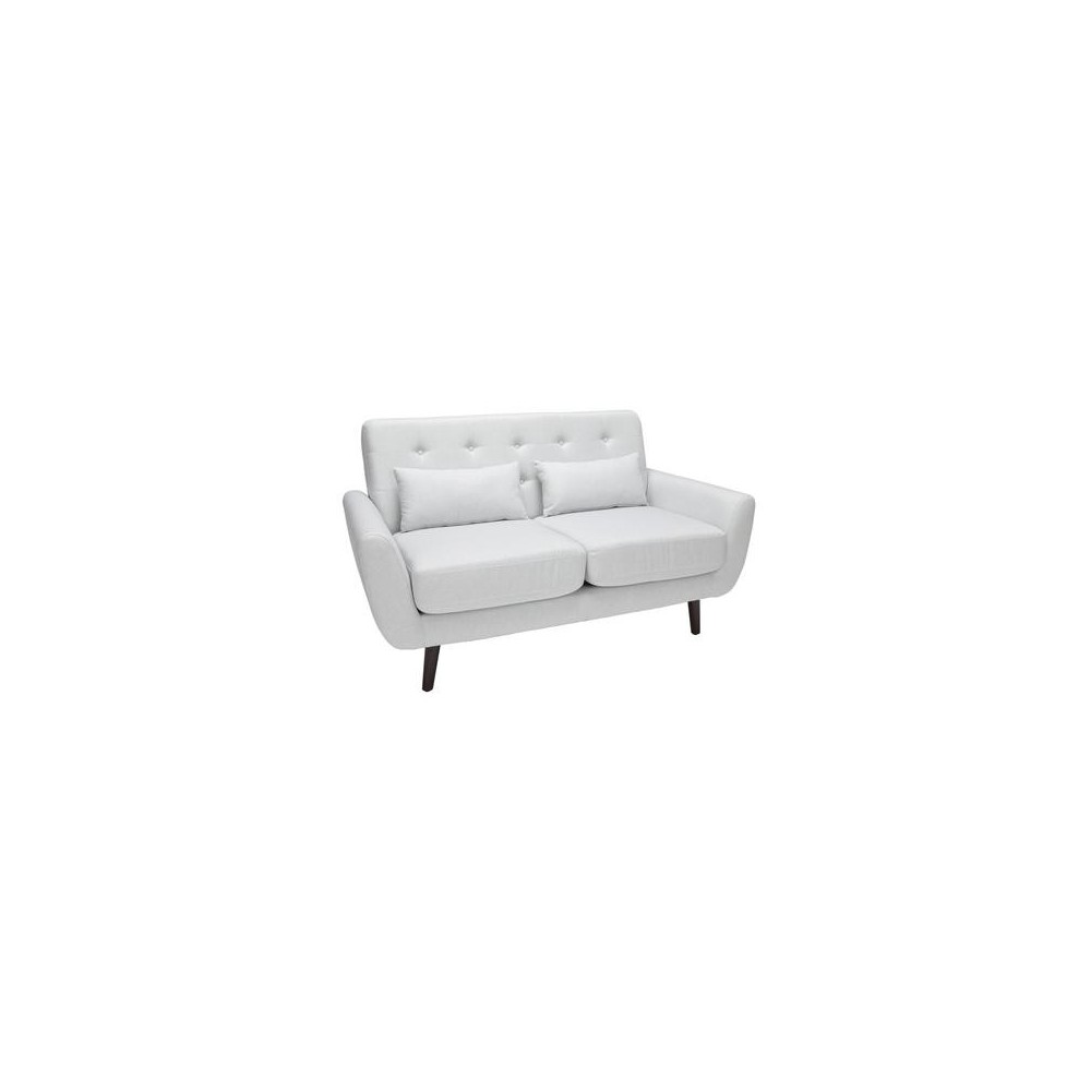 OFM 161 Collection Mid Century Modern Tufted Fabric Loveseat Sofa with Lumbar Support Pillows, Walnut Legs (161-FLS2)