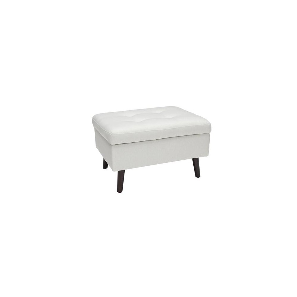 OFM 161 Collection Mid Century Modern Tufted Fabric Storage Ottoman, Walnut Legs (161-OTT2)