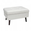 OFM 161 Collection Mid Century Modern Tufted Fabric Storage Ottoman, Walnut Legs (161-OTT2)