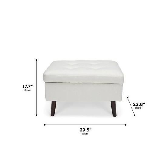 OFM 161 Collection Mid Century Modern Tufted Fabric Storage Ottoman, Walnut Legs (161-OTT2)